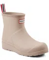 Hunter Play Short Faux Shearling Lined Waterproof Rain Boot In Med Natural