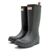 Hunter Womens Embossed Side Buckled Round Toe Mid-calf Rainboots Black In Green