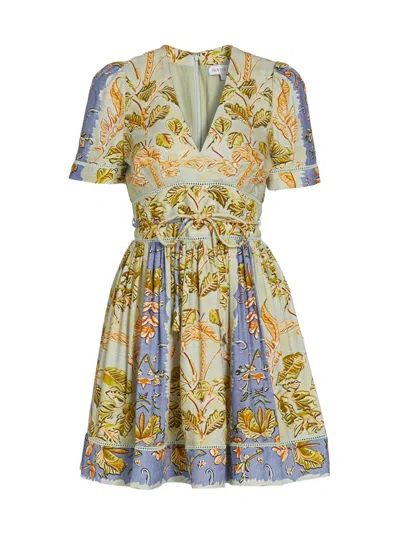 Hunter Women's Roan Printed Linen-blend Minidress In Brown