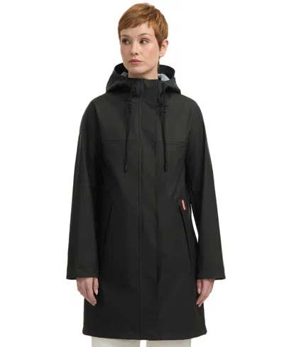 HUNTER WOMEN'S RUBBERIZED WATER-REPELLENT LONG RAIN JACKET