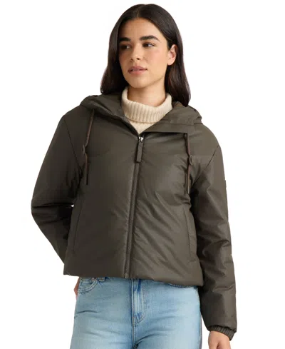 Hunter Women's Short Puffer Coat In Green