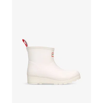 Hunter Womens White Play Borg-lined Short Rubber Wellington Boots