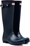Hunter Womens Solid Black Rubber Knee High Rain Boots Shoes In Multi