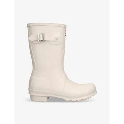 HUNTER WOMENS ORIGINAL SHORT RUBBER WELLINGTON BOOTS BONE EUR 40 / 7 UK