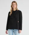Hunter Womens Double Breasted Short Trench Jacket In Burgundy