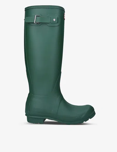 Hunter Original Tall Vulcanised Natural Rubber Wellington Boots In Green