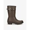 Hunter Womens Original Short Rubber Wellington Boots Dark Brow In Dark Brown