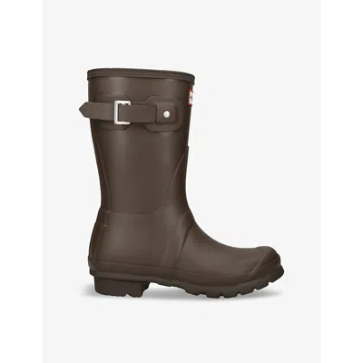 Hunter Womens Original Short Rubber Wellington Boots Dark Brow In Dark Brown