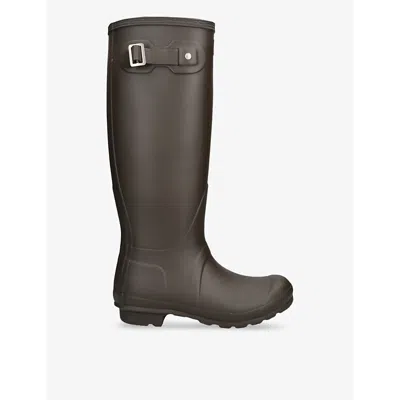 Hunter Womens Original Tall Vulcanised Rubber Wellington Boots Dark Brow In Dark Brown