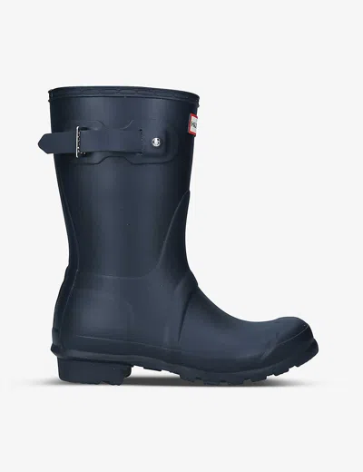 HUNTER WOMENS ORIGINAL SHORT VULCANISED NATURAL RUBBER WELLINGTON BOOTS NAVY EUR 40 / 7 UK,41566001