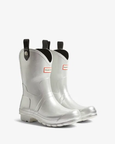 Hunter Womens Original Metallic Cowboy Boot Wellies In Gray