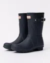 Hunter Womens Original Short Gingham Boot In Blue