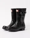 Hunter Womens Original Short Gloss Rain Boots - Black In Black