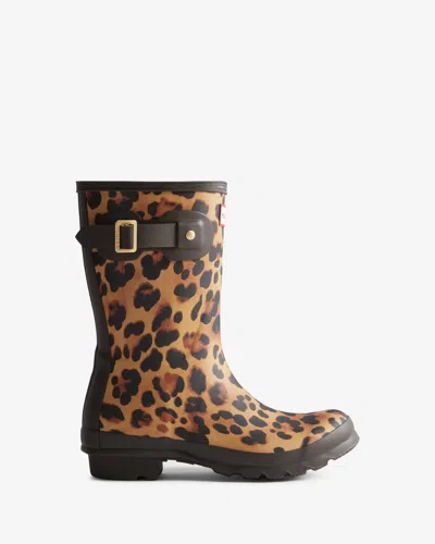 Hunter Womens Original Short Leopard Boot In Animal Print