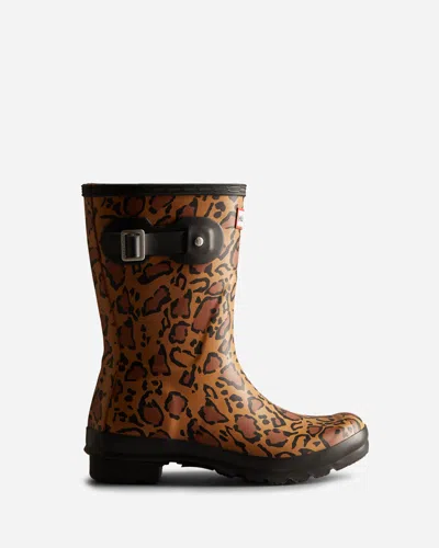 Hunter Womens Original Short Leopard Print Boot In Multi
