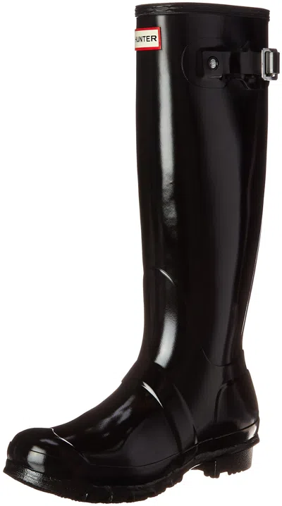 Hunter Womens Original Tall Gloss Rain Boots - Black - 10