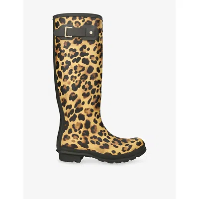 Hunter Womens Original Tall Rubber Wellington Boots Other Eur 39 / 6 Uk In Animal Print