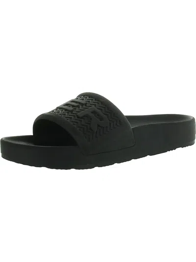 Hunter Womens Slip On Pool Slide Sandals In Black