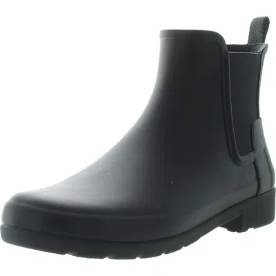 Hunter Womens Solid Chelsea Boots In Black