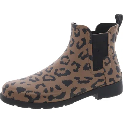 Hunter Womens Waterproof Rubber Rain Boots In Brown