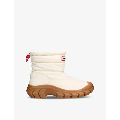 Hunter Womens White Interpid Short Brand-patch Recycled-nylon Snow Boots