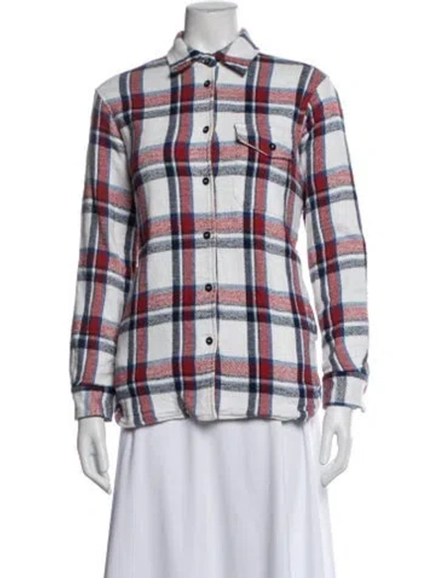 Pre-owned Hunter Wool Plaid Print Jacket In White