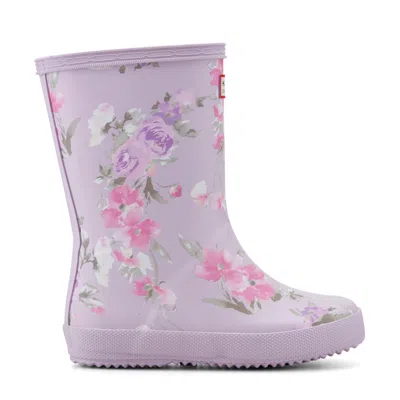 Hunter X Loveshackfancy Kids' First Classic Rain Boots 5c Lavendar Floral Print In Purple
