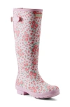Hunter X Loveshackfancy Original Tall Waterproof Rain Boot In Rose Heart