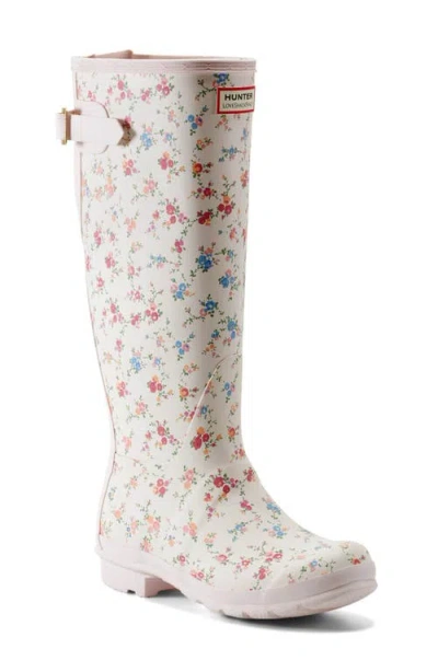 Hunter X Loveshackfancy Original Tall Waterproof Rain Boot In Sunrise Confetti Bloom
