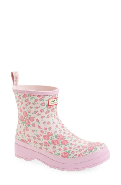 Hunter X Loveshackfancy Play Short Rain Boot In Pink