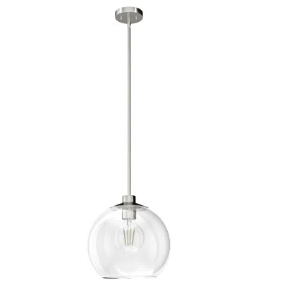 Hunter Xidane Brushed Nickel With Clear Glass 1 Light Pendant In White