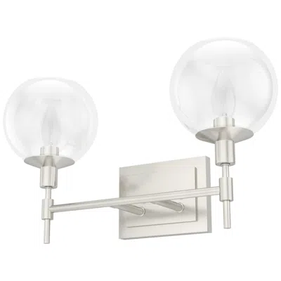 Hunter Xidane Brushed Nickel With Clear Glass 2 Light Bathroom Vanity
