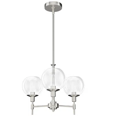 Hunter Xidane Brushed Nickel With Clear Glass 3 Light Chandelier