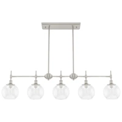 Hunter Xidane Brushed Nickel With Clear Glass 5 Light Chandelier
