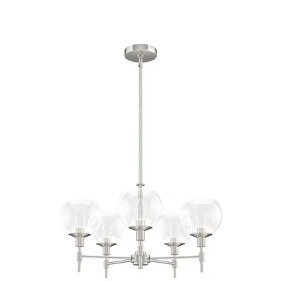 Hunter Xidane Brushed Nickel With Clear Glass 5 Light Chandelier