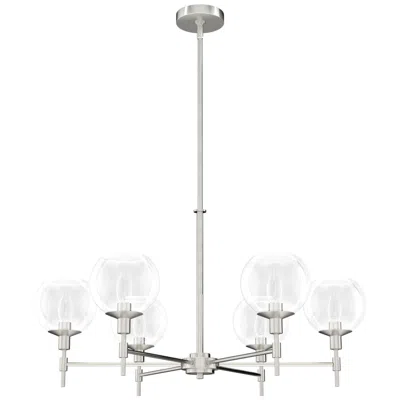 Hunter Xidane Brushed Nickel With Clear Glass 6 Light Chandelie