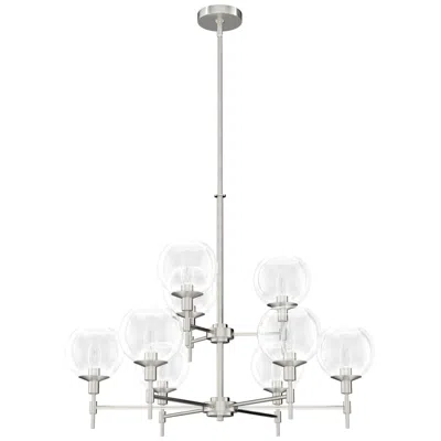 Hunter Xidane Brushed Nickel With Clear Glass 9 Light Chandelier