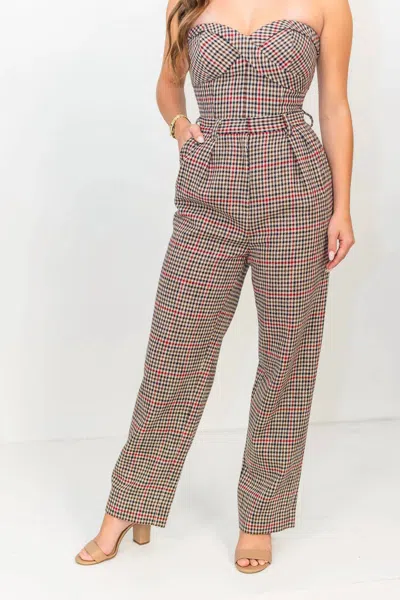 Hunter York Trouser In Clarence Houndstooth In Brown