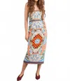 Hunter Yvette Strapless Midi Dress In Sundance Tile In Multi