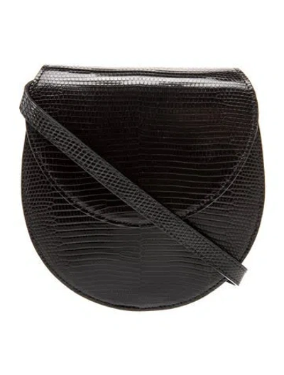 Pre-owned Hunting Season Embossed Leather Crossbody Bag In Black