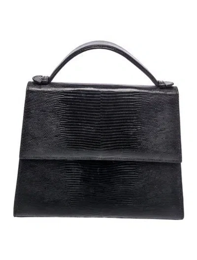 Pre-owned Hunting Season Embossed Leather Top Handle Bag In Black