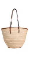 Hunting Season Iraca Basket Medium Tote Natural Stripe Iraca/cognac