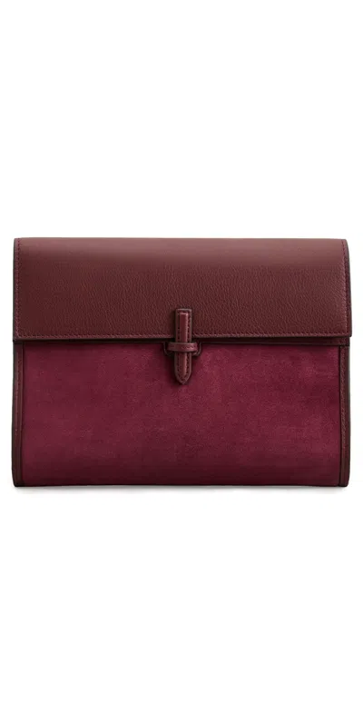 Hunting Season Large Soft Clutch In Suede Burgundy
