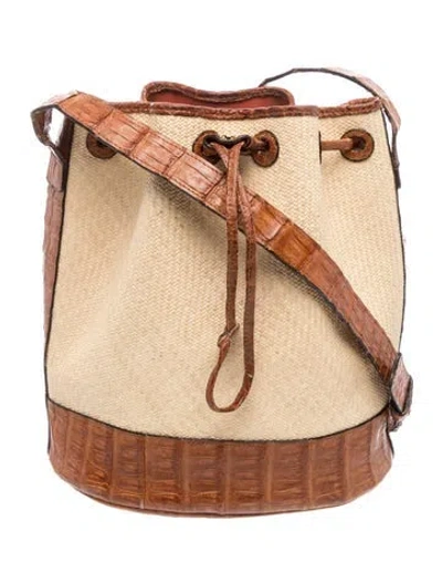 Pre-owned Hunting Season Leather Bucket Bag In Neutrals
