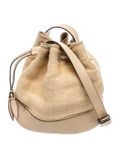 Pre-owned Hunting Season Raffia Bucket Bag In Neutral
