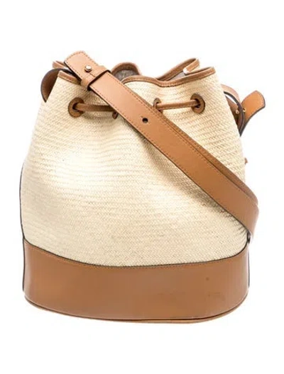 Pre-owned Hunting Season Straw Bucket Bag In Neutrals