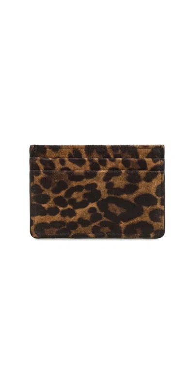 Hunting Season Suede Card Holder Leopard Suede In Brown