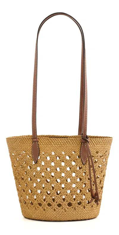 Hunting Season The Lattice Basket Tote Nuez/cognac In Gold