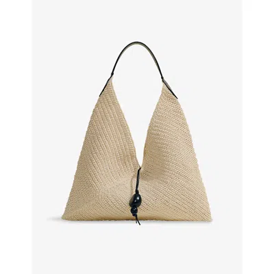 Hunting Season Womens White Natural Origami Medium Woven Shoulder Bag