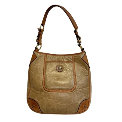 Pre-owned Hunting World Beige Beige Brown Leather Nylon Shoulder Bag () In Beige, Beige Brown